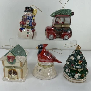 Juego de adornos de caja de música Mr Christmas Cardenal Santa rojo camión casa para perros árbol nieve - Imagen 1 de 23