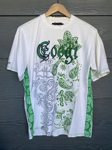 Vtg Y2K Coogi Men’s T-Shirt White / Green Paisley Embroidered Thick Size XL - Picture 1 of 11