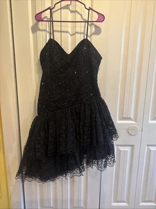 Vestido De Colección Loralie Años 80 Lentejuelas Encaje Lazo Volantes En Capas Fiesta Baile de graduación Talla 14 - Imagen 1 de 18