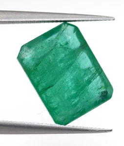 Untreated 6.04 Ct Natural Green Emerald Loose Octagon Gemstone Certified Zambia - Picture 1 of 11