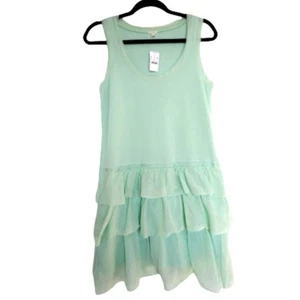 J. Crew Damen ärmelloses Kleid Größe Small grün Baumwolle Stufen Rüschen  - Bild 1 von 7