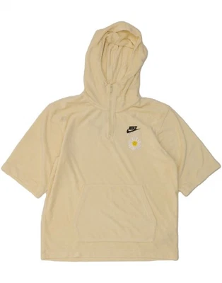 NIKE Mujer Gráfico Manga Corta Sudadera con Capucha Jersey Reino Unido 10 Pequeño Beige Algodón AK03 Foto 1 de 3