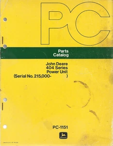 Catálogo de piezas de unidad de potencia serie 404 John Deere S/N 215.000- - Imagen 1 de 1