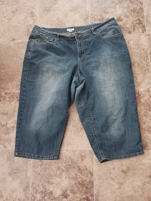 Pantalón Cato Mujer Capri 20W Talla Grande Azul Denim Mezcla Algodón Foto 1 de 4