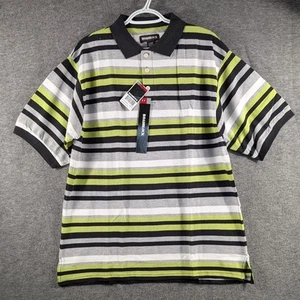 RoadBlock Herren Poloshirt schwarz grün grau weiß gestreift Gr. XL Kurzarm - Bild 1 von 9