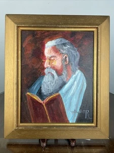 Vintage Original Judaica Rabbi Painting Signed Wilner In Gilded Wood Frame - Picture 1 of 10