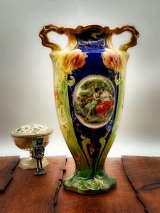 Rare Stunning Antique Porcelain/China Vase French Design Ladies in the Garden - Picture 1 of 12