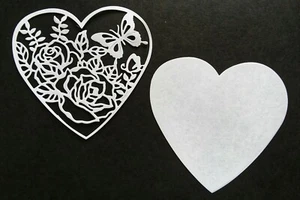 Butterfly Roses Heart Shape Scrapbooking Die Cut Shape Embellishment Party Card - Picture 1 of 7