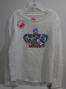 Juicy Couture girls Large sequin crown shirt top marshmallow flippable sequins - Picture 1 of 3