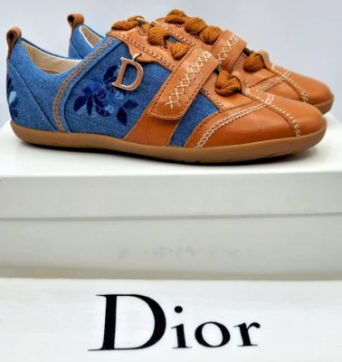 Vintage Christian Dior Women's Denim & Leather Sneakers EU36 US6 RARE - Image 1 of 4