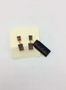 $98 Brooks brothers gold tone purple drop earrings B10 - Picture 1 of 3