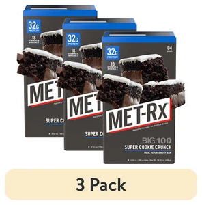 (3 pack) MET-Rx Big 100 High Protein Meal Replacement Bars, Cookie Crunch, 4 Ct - Picture 1 of 7