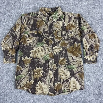 Master Sportsman Youth M Camo Button Up Shirt Long Sleeve Hunting Leaves Limbs - Image 1 of 4