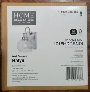 Halyn 4.5 in. 1-Light Brushed Nickel Indoor Wall Sconce w/ Clear Glass Shade - Picture 1 of 3