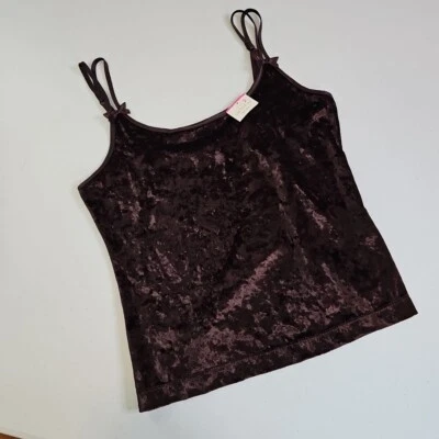 NEW NWT Vintage 90s Victoria Secret Crushed Velvet Cami Tank Top Brown SIZE S - Image 1 of 4