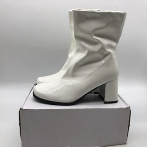 Botas para mujer LIURUIJIA blancas de media pantorrilla con tacón ancho y cremallera XZ-DX-1027 talla 7 - Imagen 1 de 6