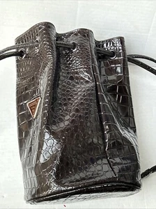 GUESS Women Guess Logo Quilted Embossed Dark Brown Tote Bag Handbag Purse - Picture 1 of 7
