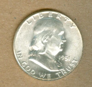 1951 U.S. Franklin UNC Silver Half Dollar - Picture 1 of 2