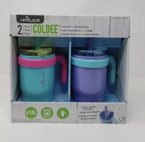 Reduce Coldee 14oz Tumblers with Handles, 2-pack, Purple (1) Mint (1) - Picture 1 of 3