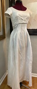 VINTAGE 50s 60s White Sheath Wedding Bridal Formal Gown Hollywood Glam Pinup SM