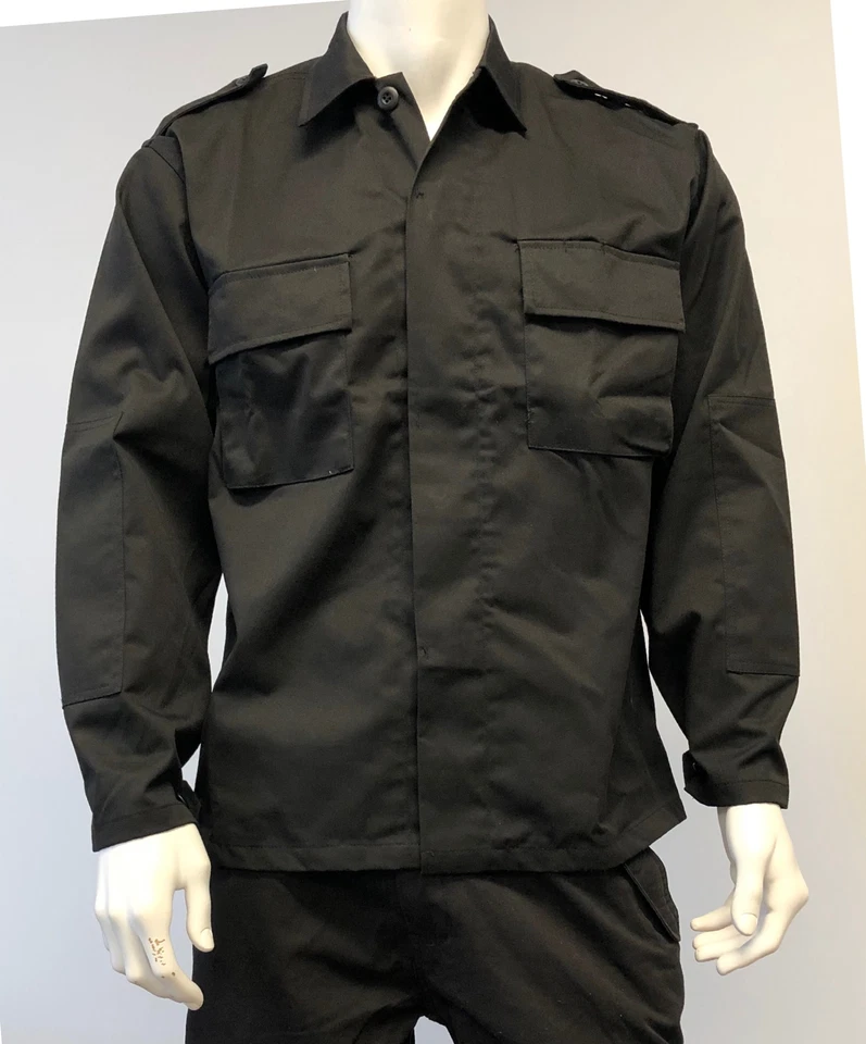 Mens Military Battle Dress Uniform BDU Shirt Tactical Security Jacket - Black - Image 1 of 4