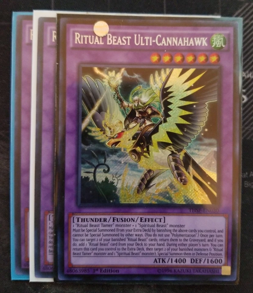 3x Ritual Beast Ulti-Cannahawk THSF-EN030 Secret Rare 1st Edition Yugioh NM - Image 1 of 1