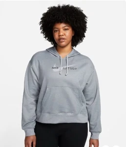 NIKE WOMEN'S THERMA-FIT GRAPHIC HOODIE SWEATSHIRT in GRAY PLUS SIZE 3X NEW - Picture 1 of 10