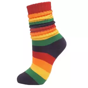 Dark Rainbow Slouch Socks (Adult Medium) - Midweight - Picture 1 of 2