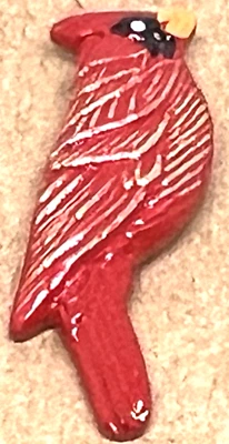 Red w Gold Highlights HP CARDINAL 3D Realistic Metal Button 1 1/4” BM JHB Bird - Image 1 of 4