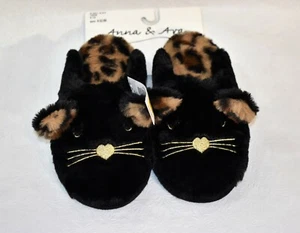 Anna & Ava Black Cat Slippers Size Large 9 -10  Women's New  - Picture 1 of 6