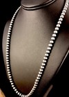 Native American 4mm Sterling Silver Navajo Pearls 20" Hook & Eye Cone Necklace
