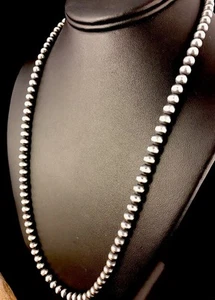 BELIEBTE Navajo 4 mm Sterlingsilber Perlen Halskette 21 Zoll Angebot - Bild 1 von 12
