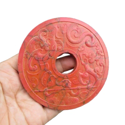 China, jade antiguo, coleccionables, piedra de pino rojo, raro dragón y cazador, choi Q836 Foto 1 de 4