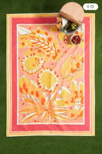 Vera x Anthropologie 50" x 70" Picknickdecke - mehrjährige Blumen - rosa Rose Neu mit Etikett - Bild 1 von 5