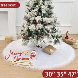 Falda árbol de Navidad 30 35 47 pulgadas - Alfombra de piel sintética de felpa suave para decoración navideña - Imagen 1 de 18