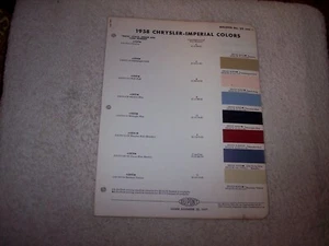 1958 CHRYSLER-IMPERIAL EXTERIOR DUPONT PAINT CHIP COLOR CHART    #137 - Picture 1 of 5