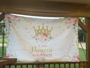 Baby shower vinyl banner set “ Little Princess Is On Her Way”& “It’s A Girl” - Picture 1 of 8