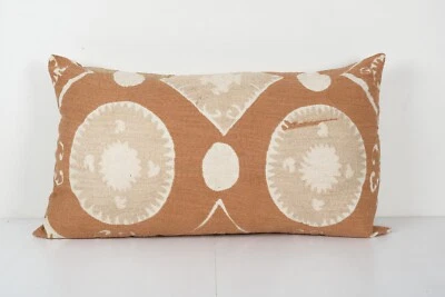 Suzani Camel Pillow Cases Fashioned from a Vintage Suzani, Uzbek Suzani Bedding - Image 1 of 4