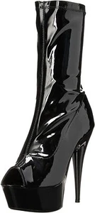 Ellie Shoes 609-VANNA 6" Heel Peep Toe Calf Boot, Black, Size 10 - Picture 1 of 7