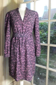 BODEN Long Sleeved Pink/Black Floral Print Cord Dress - Pockets - UK 12 - Picture 1 of 12