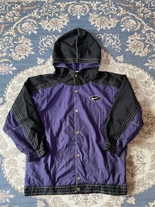 VINTAGE 90’s NIKE SWOOSH BIG LOGO SNAP BUTTON HOODED TACTICAL JACKET KIDS SMALL - Picture 1 of 7