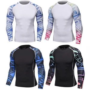 Men's Long Sleeve UPF 50+ Rashguard Shirts Quick Dry Swim Top for Surf Workout - Picture 1 of 25