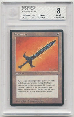 Graded Runesword Proof BGS 8 The Dark Artist Christopher Rush MTG AP Misprint! - Image 1 of 2