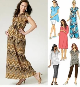 BUTTERICK B5763 WOMEN MATERNITY DRESS TOP SHORT PANTS SEWING PATTERN SIZE 8-16 - Picture 1 of 4