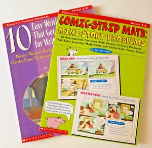 Scholastic Grades 3-6 Workbooks: Comic Strip Math and 10 Easy Writing Lessons - Imagen 1 de 5