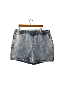 Pantalones cortos de mezclilla Terra & Sky para mujer 1X lavado ácido cintura elástica entrepierna de 6" - Imagen 1 de 3