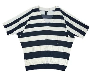 Marc by Marc Jacobs Swimwear Womens V-Neck Oversized Fit Stripes Top Blouse M/L - Picture 1 of 12