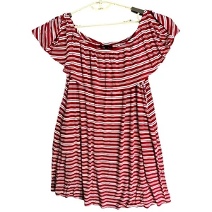 Lane Bryant Convertible Neckline Dress Women Size 14 Red White Striped Pockets - Picture 1 of 7