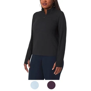 Mondetta Women's Long Sleeve Ribbed Quarter-Zip Pullover Top S, M, L, XL - Picture 1 of 13
