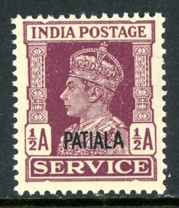 British India 1943 KGV Patiala State Official ½a Rose Violet Scott O65 MNH K477 - Picture 1 of 6